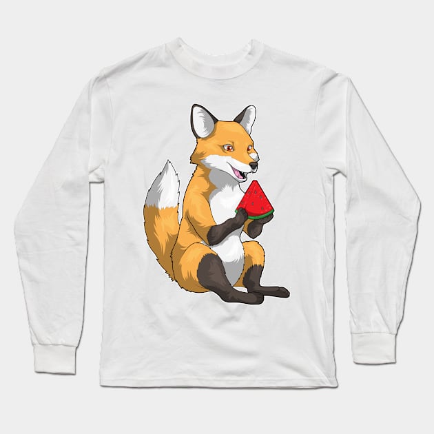 Fox Watermelon Fruit Long Sleeve T-Shirt by Markus Schnabel